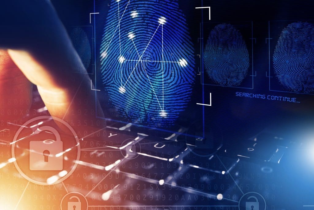 Online Security Check and Privacy Concept. Fingerprint and Computer Police Database Scan. Person Screening. private investigation agency - Cupola Investigation Agency